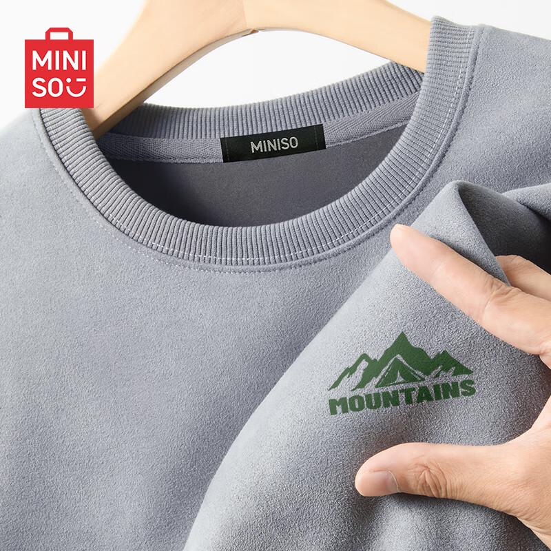 

MINISO Men s American Style Suede Pullover Hoodie L