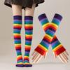 1 Set Regenboog Over de Knie Sokken & Handschoenen, Cosplay Beenwarmers Armwarmers Mode Feest Accessoires