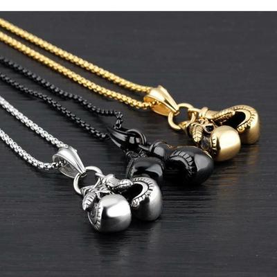 Cool Gold Silver Balck Mens Boys Gift Chain Necklace Choker Boxing Glove Pendant