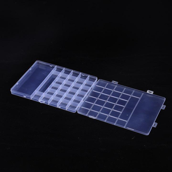 28-Grid Transparent Plastic Multi-Compartment Storage Box for Jewelry, Nail Art, Screws, and Accessories.