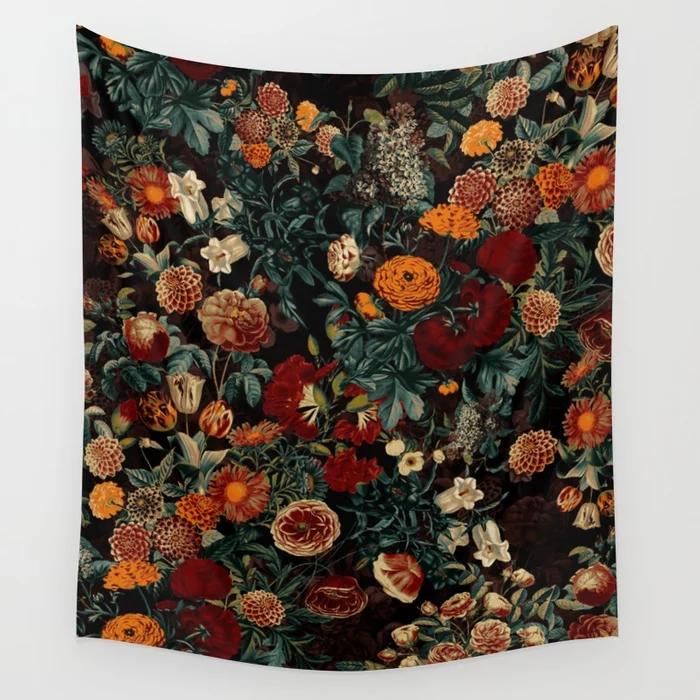 Blumen Wandteppich Wandbehang Mysteriös Romantischer Wandteppich Hintergrund Mandala Haus Wohnzimmer Schlafzimmer Dekor Wandteppich Dekoration