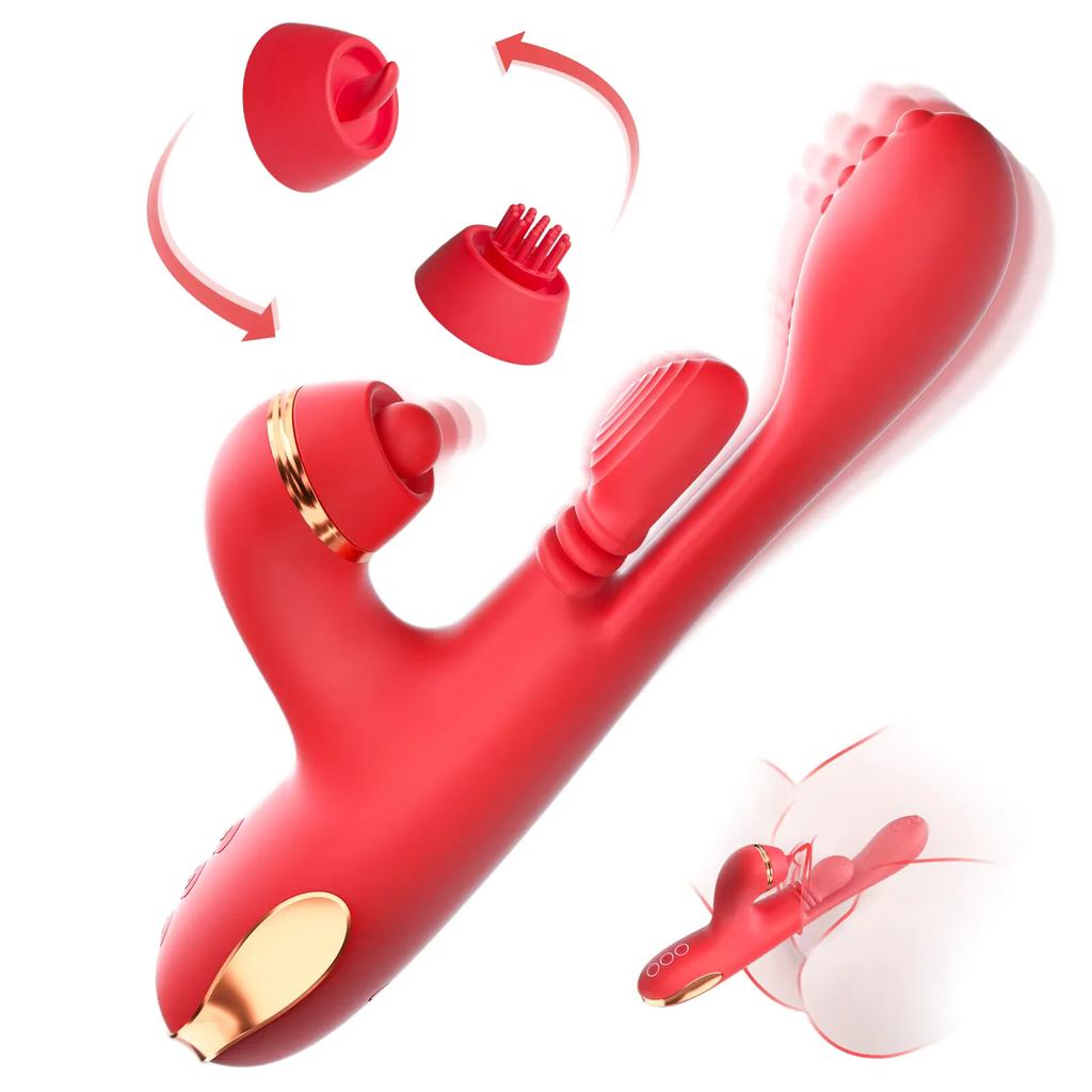 5 IN 1 Tapping Thrusting Dildo Vibrator for Women G Spot Vibrator Kneading Clit Stimulator Female Masturbator Adult Sex Toys