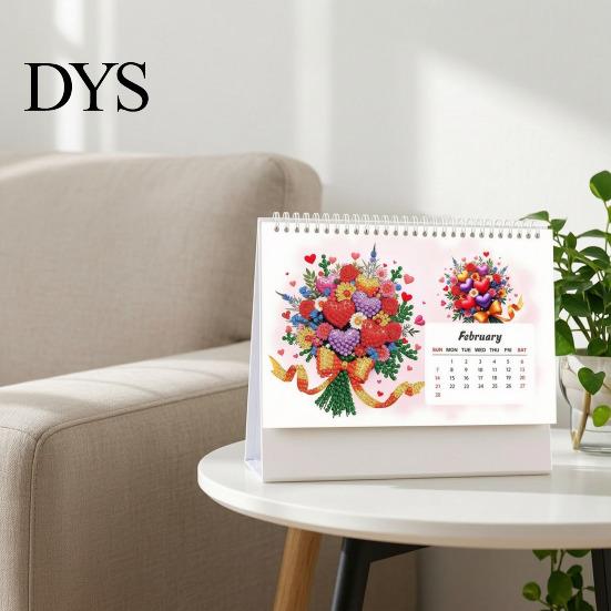 Practical Tabletop Planner Diamond Art Desk Calendar Kit, 2027 Craft 12 Monthly Desktop Organizer from Jan To Dec, DIY for Home Office Decor Kit