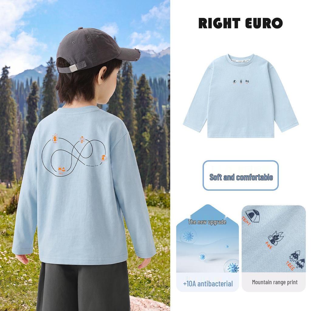 2026 Trendy Boys' Pure Cotton Long-Sleeve T-Shirt for Spring and Fall