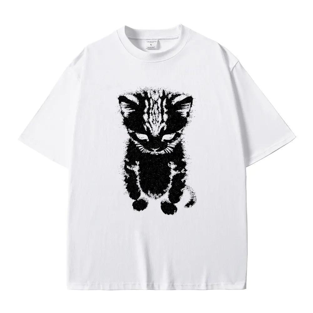 El Gato Sad Crying Cat Funny Meme Graphic TShirt  Unisex Mens Casual Humorous Vintage Oversized Cotton Short Sleeve Tshirts