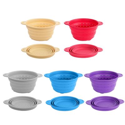 Folding Silicone Drain Basket Fruit Vegetable Washing Basket Foldable Strainer Colander Collapsible Drainer Kitchen