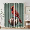 2 Pcs, Filtering Curtains (excluding Rods, Non-movable, Without Batteries) Cardinal Bird and Footballbackgroundsuitable for Use