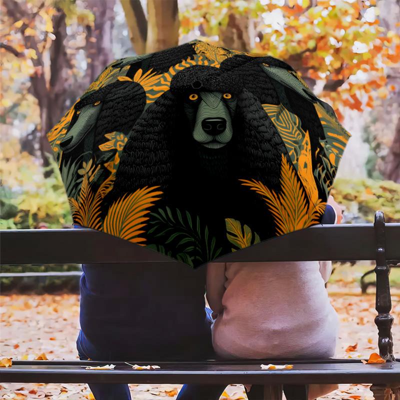 Flower Cats and Dogs  pattern, automatic folding umbrella, portable and foldable design, 8 ribs, a Christmas or birthday gift.