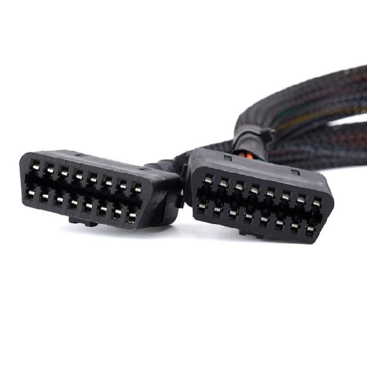 OBDII Extension Splitter Cord Adapter for Car Diagnostic Scanner OBD2 Splitter Cable 1 Male to 2 Female Extension Cable