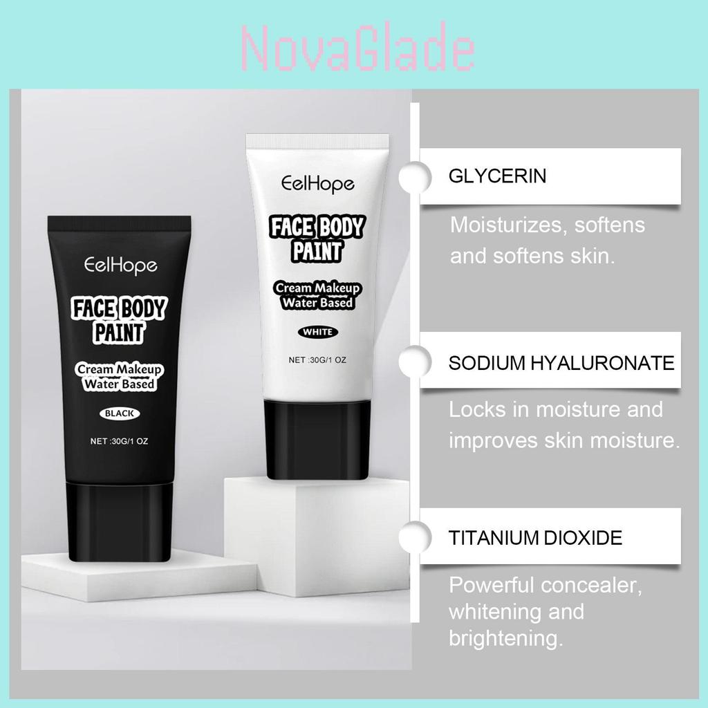 Eelhope Halloween Black And White Face Paint Cream For Easy Clown Makeup Effect