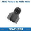A ABSOPRO Reduktor Wąż Złączka Adapter AN12 Męski do AN10 Męski Złącze Przewodu Paliwowego Aluminium Czarny