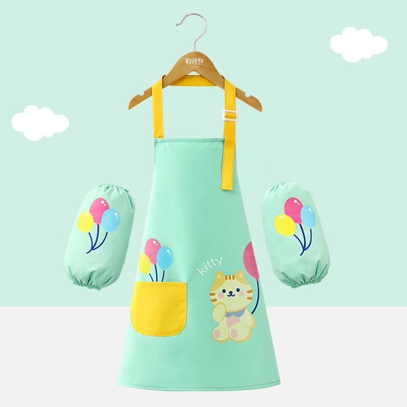 

Kawaii Kitchen Children Apron for Boys Girls Kids Aprons Art Smock Sleeves Oil‑Proof Waterproof Painting Smock with Sleeve 140-height-130-150cm