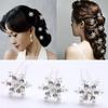Delicate Wedding Women Snowflake Hair Clips Headwear Pearl Flower Crystal Rhinestone Hair Pin