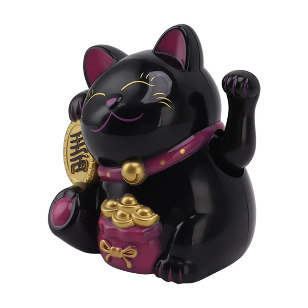 5.5in Electric Waving Arm Fortune Cat Decorative Cute Plastic Cat Ornaments for Cashier Desk