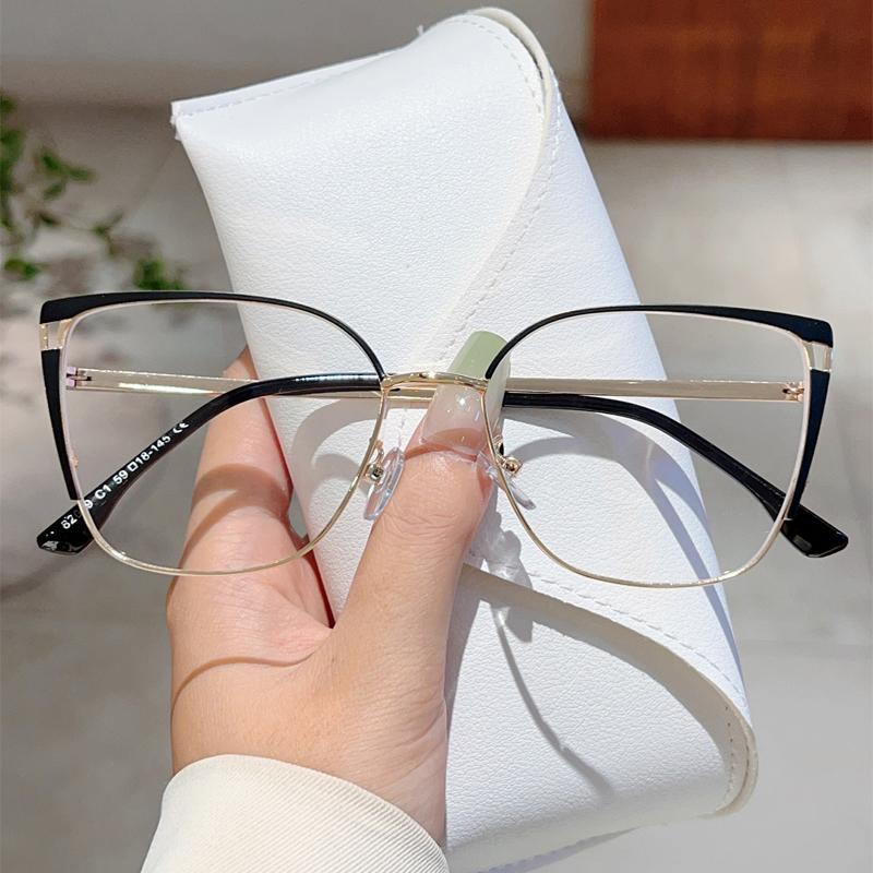 Oversized Cat Eye Glasses Women  Fashion Vintage Multi-color Rim Optical Frames Trendy Blue Light Blocking Eyewear