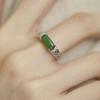 Sterling Silver Ring with Rectangular Jade Stone and Intricate Engraved Band Design for Everyday Wear and Special Occasions