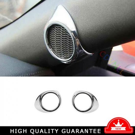 Fit For Ford Mustang 2015- ABS Chrome A Pillar Speaker Frame Cover Trim 2PCS