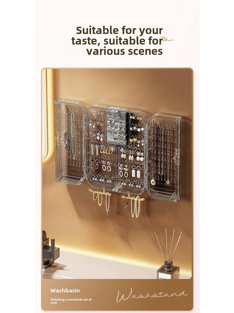 Duża, montowana na ścianie skrzynka do przechowywania biżuterii: Wielofunkcyjny stojak na kolczyki, naszyjniki, wysokiej jakości i wykwintny design