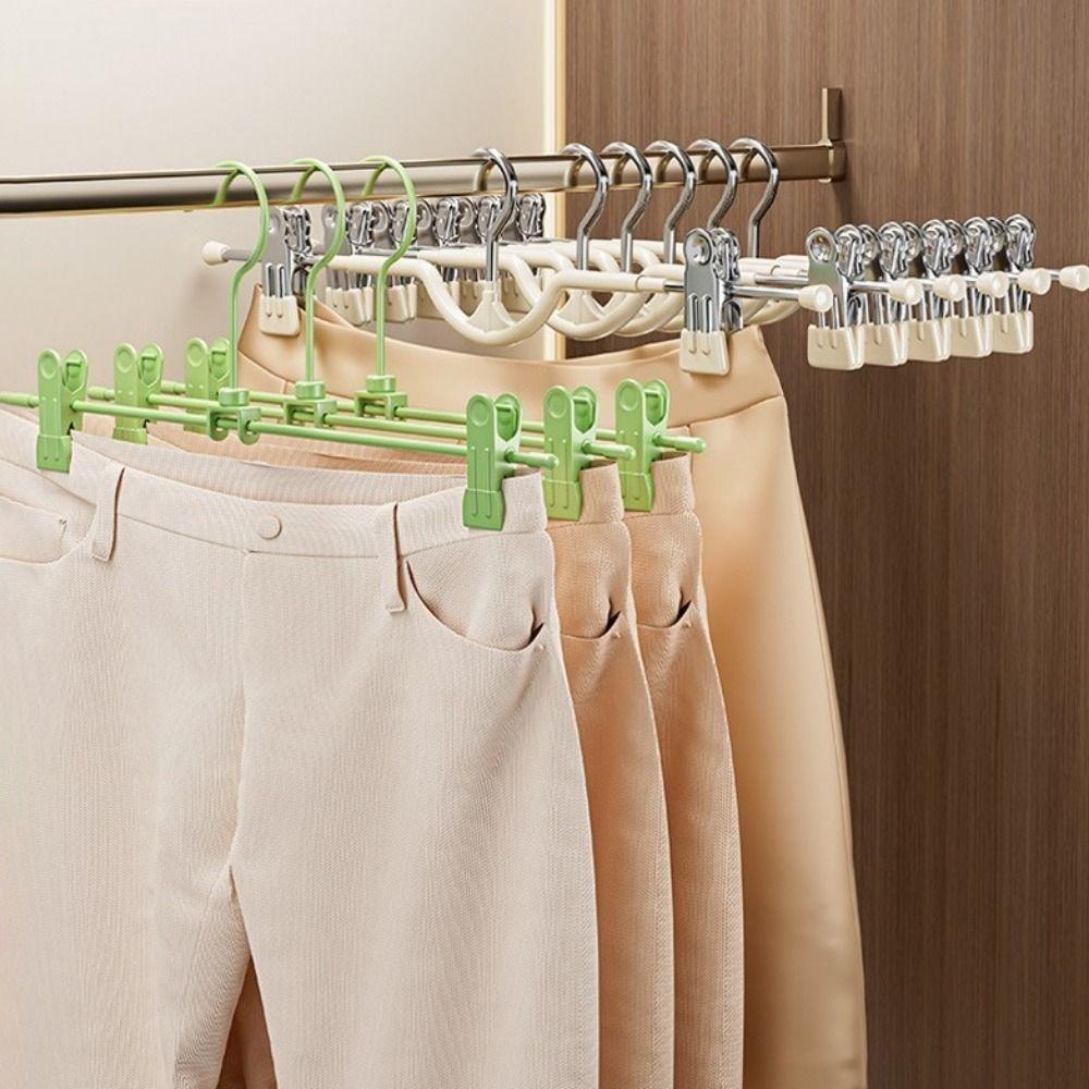 10PCS PVC Dipped Short Neck Trouser Clip Non-slip Adjustable Trouser Hanger  Wardrobe