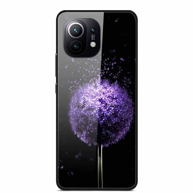 Glass Back Cover For Xiaomi 11 Lite 5G NE Case Soft Edge Hard Tempered Glass Case For Xiaomi Mi 11 Lite 5G NE Phone Case Coque