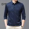 Herren Businesshemd Slim Fit Revers Langarm T-Shirt Einfarbiges Oberteil für Männer mittleren und älteren Alters für die Arbeit im Alltag