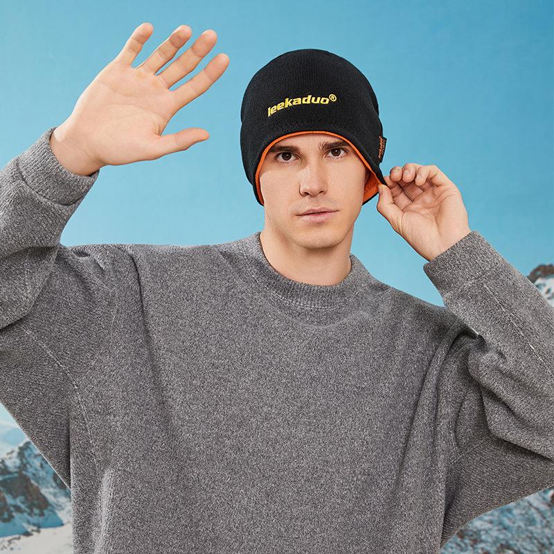 Outdoor fleece cap, double-sided wear, men's and women's autumn and winter thickened outdoor sports cycling cold-proof cap, pullover hat