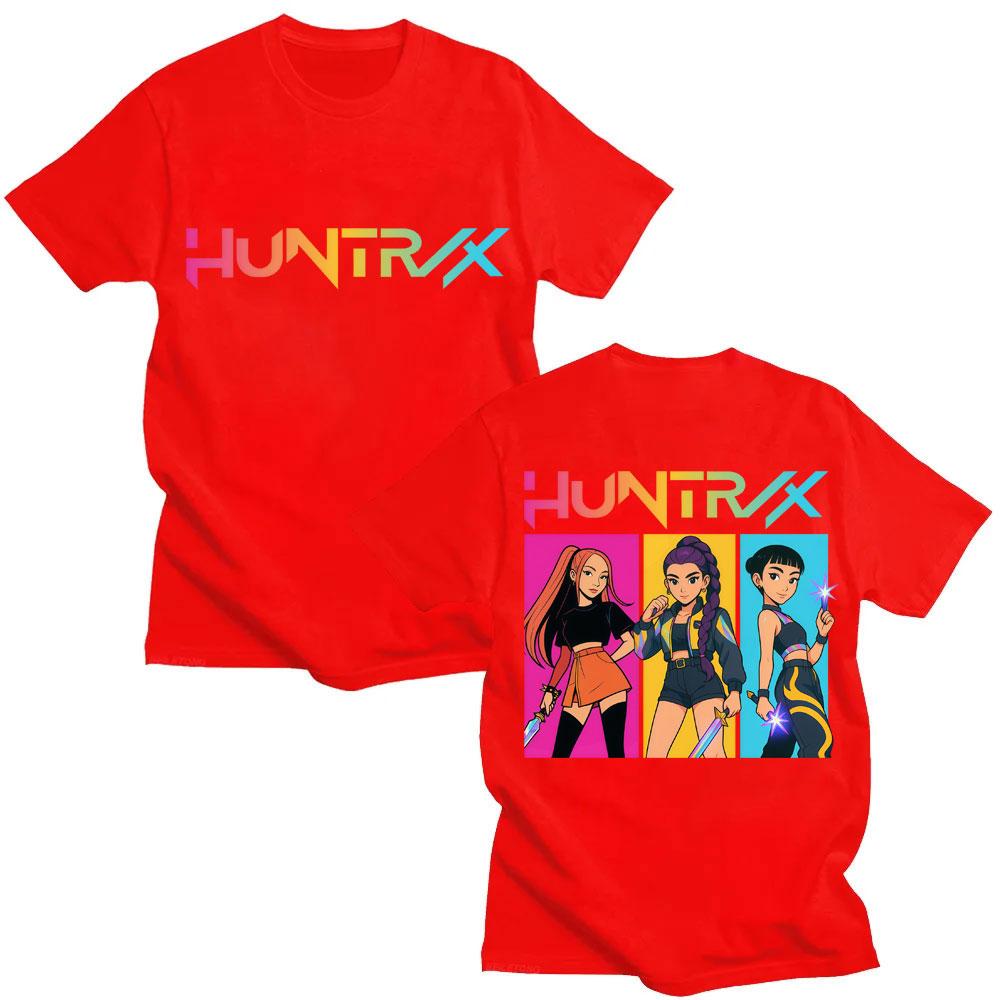 Kpop Anime Dämonenjäger Huntrix Girls Mode T-Shirts Männer Frauen Ästhetisches Manga T-Shirt Übergroß Baumwolle Lässig Street T-Shirt