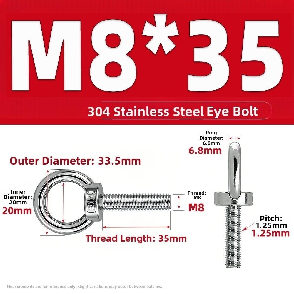 Heavy-Duty O-Ring Extended Bolts 304 Stainless Steel Lifting Bolts Eyelets Lifting, Marine, Etc.
