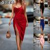 Fashion Summer Spring Solid Color Print Sleeveless U-Neck Casual Dresses