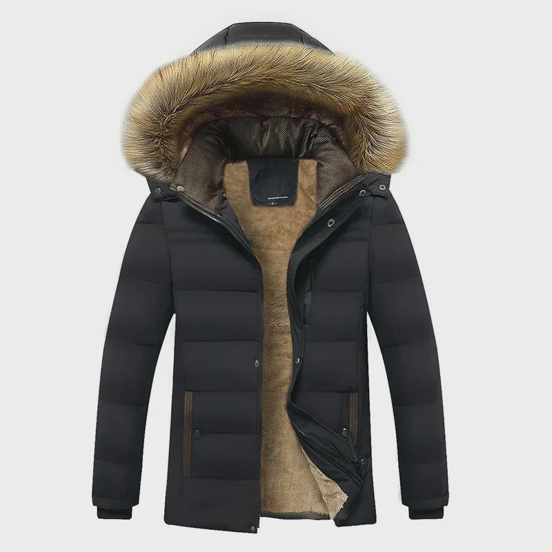 Herren Winter 2021 Kapuzenjacke aus Baumwolle - Warm & Dick, Perfekt für Väter mittleren Alters