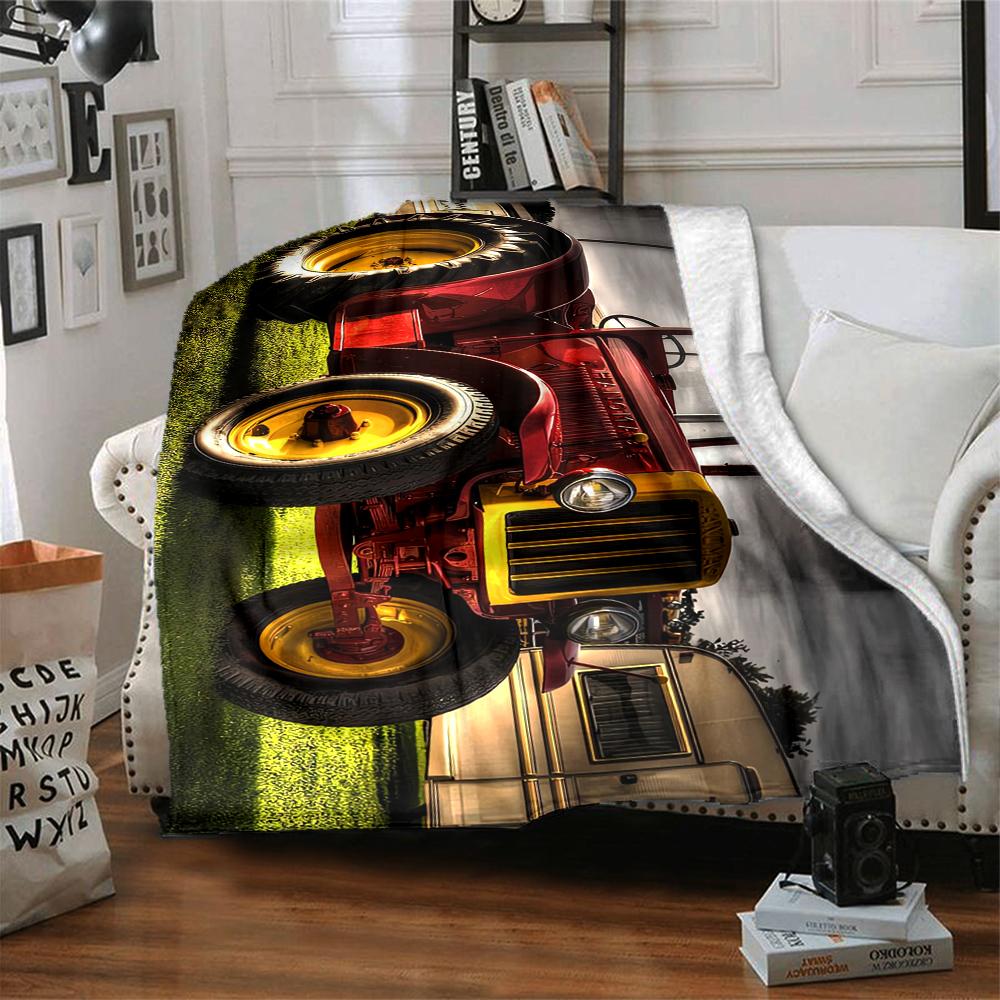 1Pc Vintage Tractor Reflection Blanket Soft And Comfortable Casual Warm Camping Travel Christmas Halloween Xmas Gift M928375