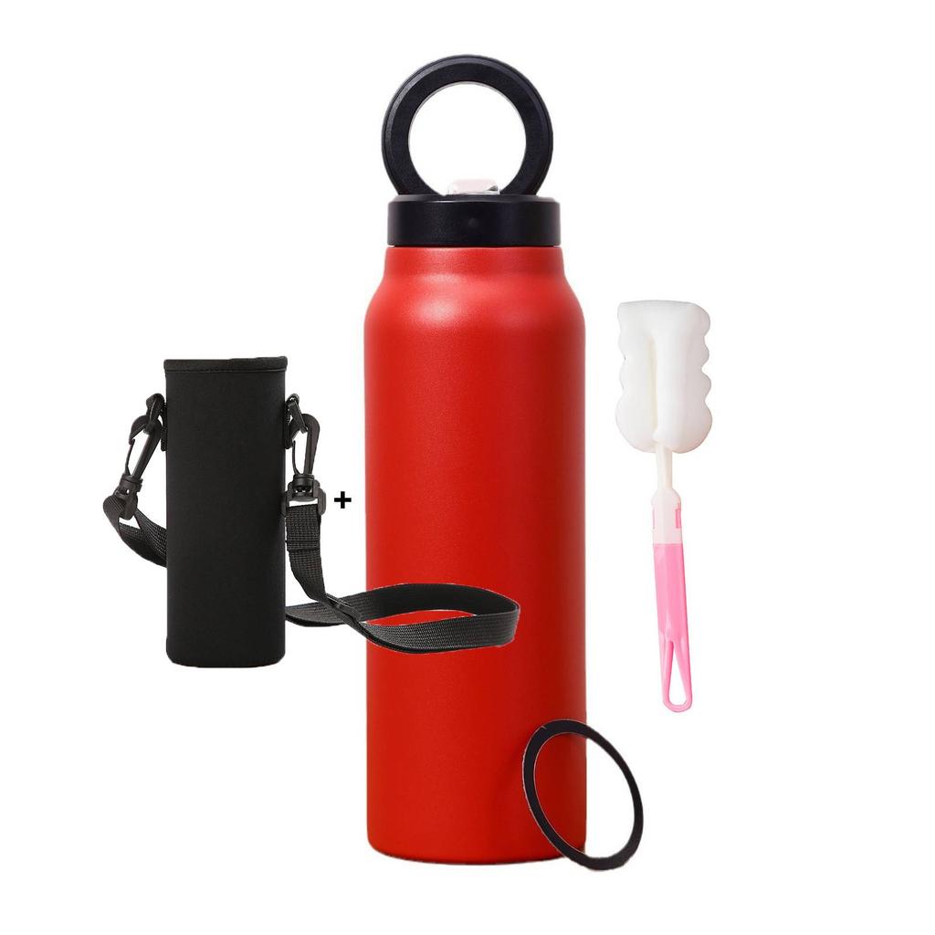 Isolierte Sportwasserflasche mit magnetischer Handyhalterung und eingebautem Ständer Perfekt für Fitnessstudio-Workouts, Outdoor-Abenteuer und Reisen