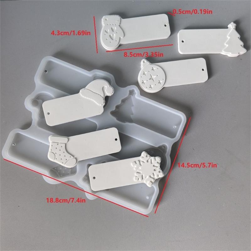 Christmas Ornament Resin Mold Pendant Mold Bookmarks Resin Mold with Hole for Epoxy Resin Casting Keychains Jewelry Mold