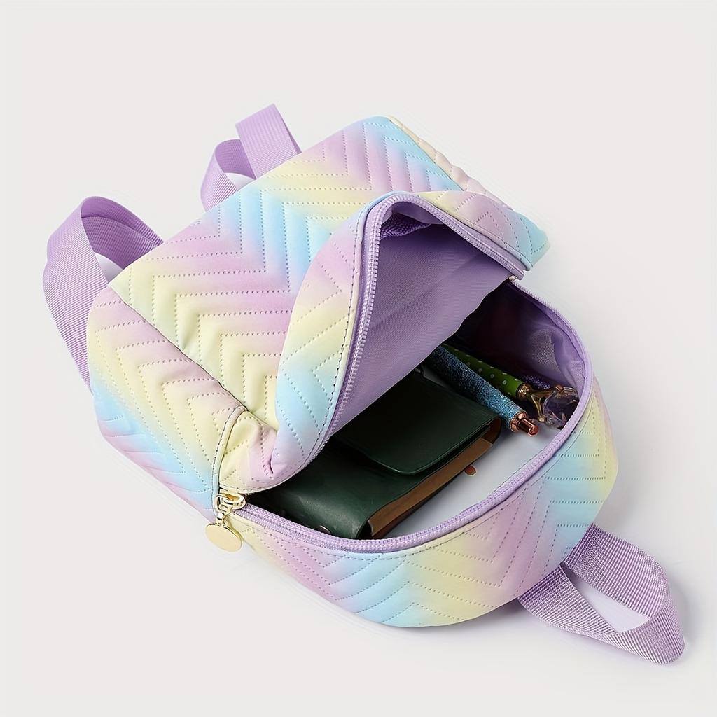 Cute Color Striped Mini Backpack, Women's Fashion Casual Travel Commuter Bag