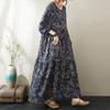 Real Autumn New Thin Cotton and Linen Fat MM Long Sleeves Loose and Thin Cake Big Pendulum A Word Dress Women
