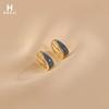 Geometric Green Retro Korean Square Earrings for Women