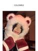 2024 Women's Red Angora Bear Hat with Thick Winter Scarf & Gloves