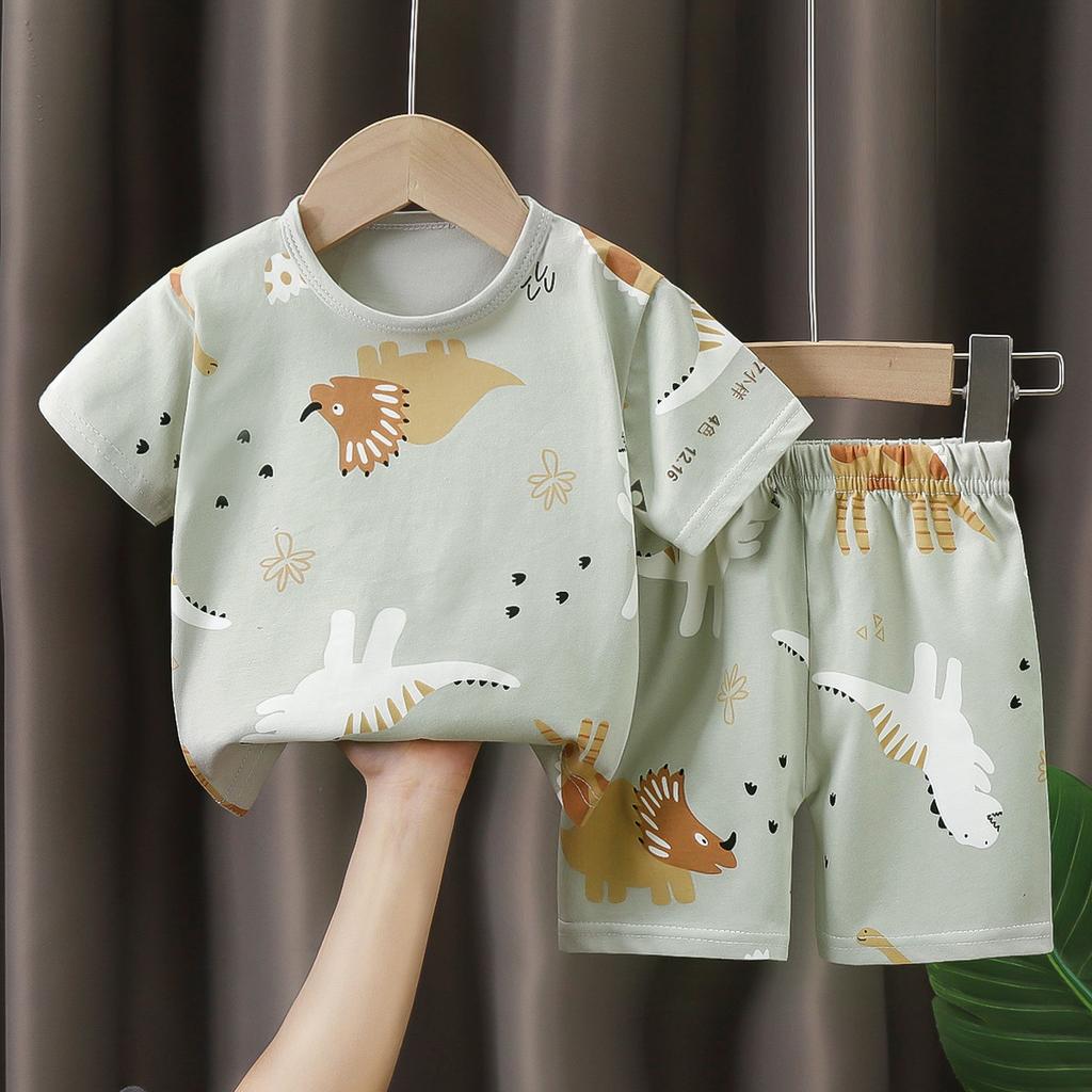 Fashion Toddler Kids 2-Piece Outfit Cartoon Print T-Shirt & Shorts Set