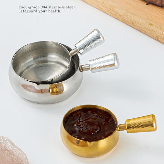 Sauskom 304 Roestvrij Staal Espresso Maatbeker met Ergonomisch Houten Handvat V-vormige Tuit Koffie Melkthee Saus Houder