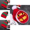 Trendy Knitted Winter Beanie Hat In Red With Fun Stripes Holiday Bells