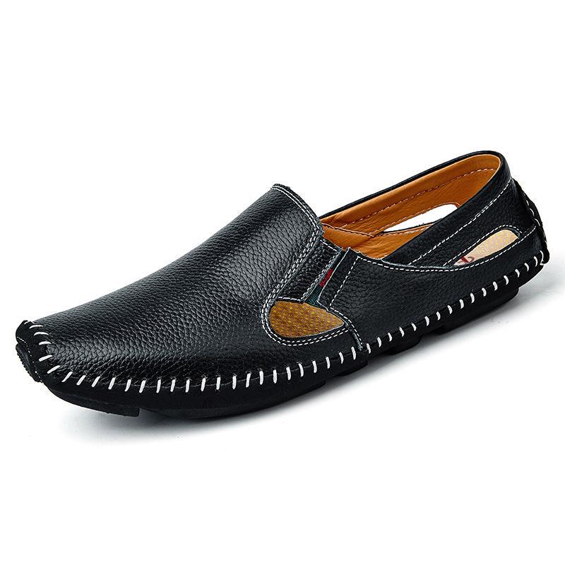 Men s Summer Cowhide Casual Slip-on Moccasins - New Leather Driving Shoes 47