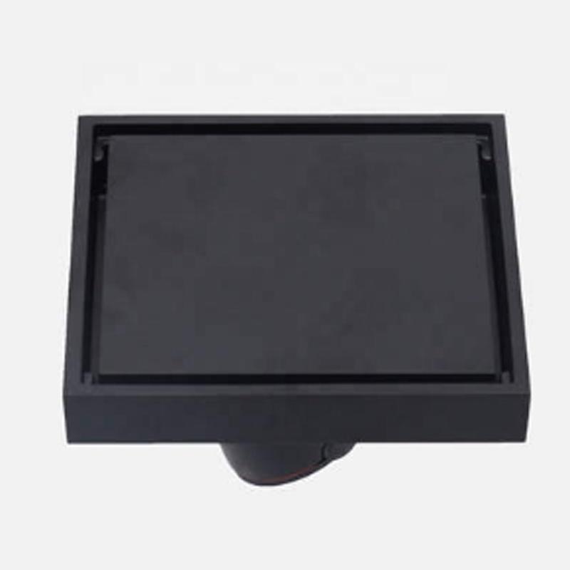 Factory Price square 4 Inch Commercial Concealed Tile Insert Brass Gray Black Floor Drain (Black,Brass) чёрный