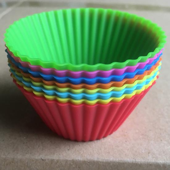 6/12/24Pcs High Food Temperature Resistant Grade Silicone Muffin Cup Molds Round Shaped Muffin
