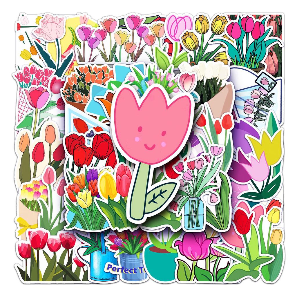 50 Stück Blumenaufkleber, wasserfeste ästhetische Blumenaufkleber für Wasserflaschen, Laptop, Scrapbooking, Journaling, süße Blumenaufkleber für Erwachsene, Frauen, Teenager