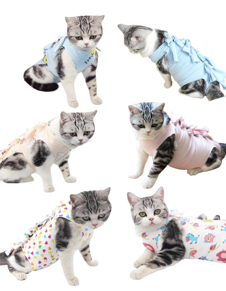 Costum de recuperare după operație pentru pisici, cămașă de recuperare pentru animale de companie pentru răni abdominale și boli de piele, protecție anti-lingere răni după sterilizare pisici