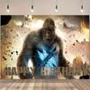 Godzilla Vs King Kong Cartoon Backdrop Banner Monster Clash Adventure Theme Kids Birthday Party Decor Photo Background Supplies