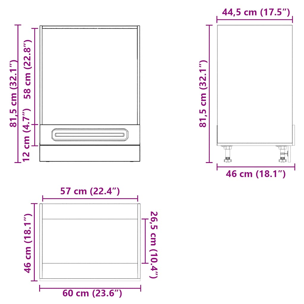 Oven Cabinet Kalmar Concrete Grey Wood Based Material