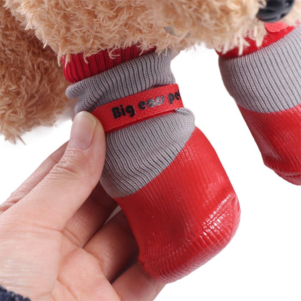 4pcs/set Soft Waterproof Puppy Socks Shoes Warm Dog Warm Knit Socks  Rainy Day