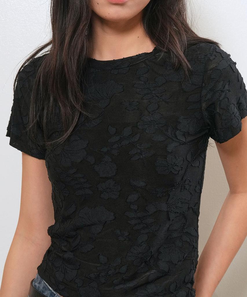GENERALIDEA Floral Sheer Short Sleeve T-Shirt [Black] / Gf2Lts508