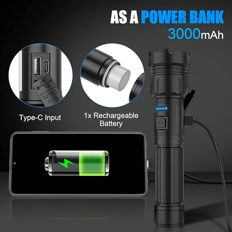 Ultra Bright Magnetic Rechargeable LED Flashlight with Adjustable Beam and COB Work Light Suitable for Emergency Situations and Outdoor Activities